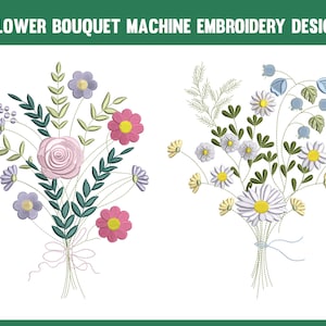 Blumensträuße Stickdatei, Wildblumen Blumensträuße Stickmaschine, Wiesengartenblumen Dateien, 5 Größen, sofortiger Download
