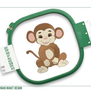 Baby Monkey Embroidery Design, Little Monkey Machine Embroidery, Safari Animals Embroidery File, 5 SIZES, Rapid Responses, Guaranteed 24/7