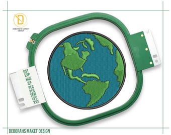 Earth Embroidery Design: Mini Planet Silhouette (Digital Machine Files)