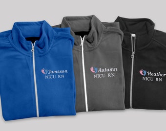 Veste d'infirmière avec nom personnalisé brodé, vestes d'infirmière personnalisées Nicu Rn, pull nouvelle infirmière étudiante en médecine, cadeau spécial pour infirmière