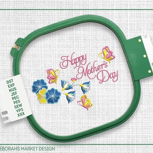 Happy Mothers Day borduurwerk, esthetisch bloemdessin machine borduurwerk, digitale stikpatronen, Instant Download Pes Dst Sew Exp-bestanden