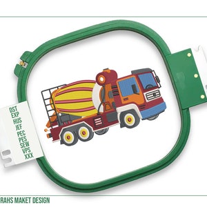 Cement Truck Design Embroidery, Baby Truck Applique Machine Embroidery, Construction Toy Digital Embroidery File, 24/7 Customer Support