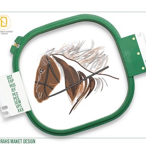 Realistic Horse Embroidery Design, Wild Stallion Horse Head Machine Embroidery File, Gift for Equestrian Lovers, Huge Discount - Shop Now!