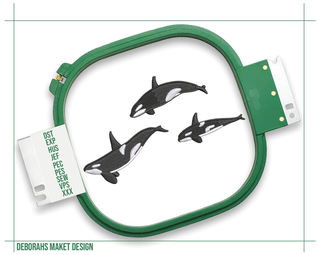 Orca Machine Embroidery Design, Trio Orca Killer Whale Embroidery File ...