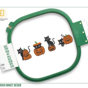 Halloween Cats Embroidery, Pumpkins & Cats Design Machine Embroidered, Digital Files Instant Download, Spooky Season Embroidery, Shop now