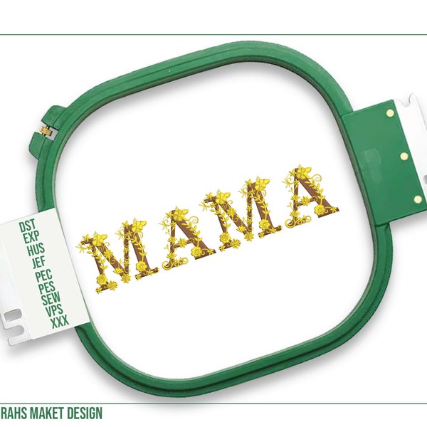 MAMA Floral Letters Embroidery, Stickdatei Letters Machine Embroidery, Mothers Gift Design in 2 Sizes, Download Now, Perfection Guaranteed!