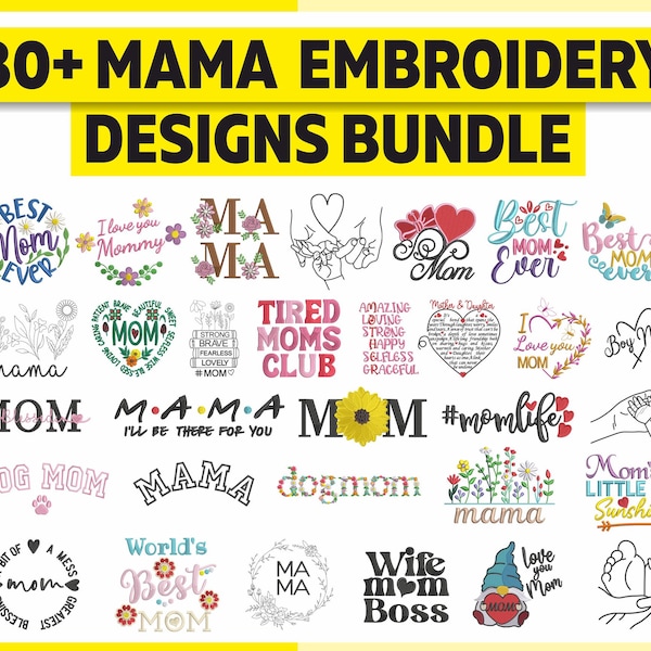 Pacchetto ricamo 32 disegni per la festa della mamma, ricamo a macchina, mamma/floreale/mamma/citazione, design diverso e bello, file digitali Pes Dst Sew
