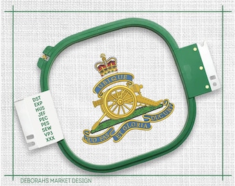 Archivo de bordado de la Artillería Real PES DST / Diseño de bordado de insignia militar / Bordado a máquina del escudo del ejército británico / Descarga instantánea