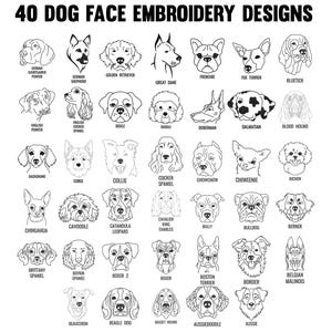 40 Dogs Bundle Embroidery, Dog Breeds Design Machine Embroidery, Dogs Faces Line Art, Digital Instant Download Files, Animal Pet Lover Gifts