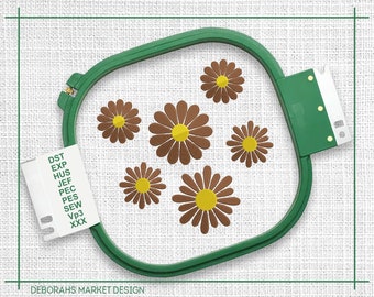 Bordado de mini margaritas: diseños de bordado a máquina (descarga digital)
