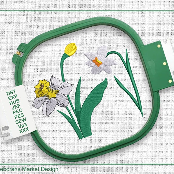 March Birth Month Flowers Embroidery, Summer Wildflowers, 3 Sizes, Expertly Digitized Machine Embroidery Design with Rapid FREE Revisions
