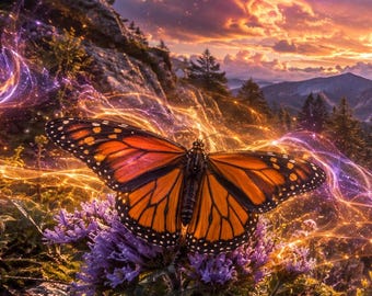 Monarch butterfly Panorama PNG | Printable Wall Art, Office Decor, Journal Covers, Scrapbooks, Cards, Tattoo & CNC Design Inspiration