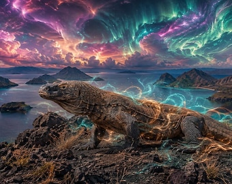 Komodo dragon Panorama PNG | Printable Wall Art, Office Decor, Journal Covers, Scrapbooks, Cards, Tattoo & CNC Design Inspiration