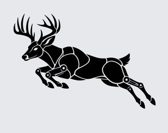 Geometric Leaping Stag Transparent PNG | Stickers, Decals, Planner Art, Scrapbooking, Cards, Journal Decor, Tattoo & CNC Design Inspiration