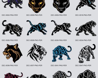Big Cat Wildlife Clipart Bundle, 43 Transparent PNGs | Stickers, Decals, Planner Art, Scrapbooking, Cards, Journal Decor