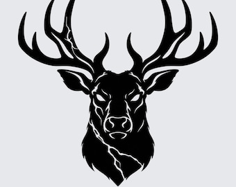 Black Deer Head Transparent PNG | Stickers, Decals, Planner Art, Scrapbooking, Cards, Journal Decor, Tattoo & CNC Design Inspiration