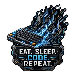 Eat Sleep Code Repeat Transparent PNG | Programmer Sticker, Coding Humor, Laptop Art, Planner, Scrapbooking, Cards, Journal Decor, DIY