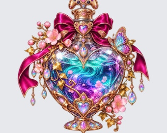 Jeweled Butterfly Potion Transparent PNG | Stickers, Decals, Planner Art, Scrapbooking, Cards, Journaling, Tattoo & CNC Design Inspiration