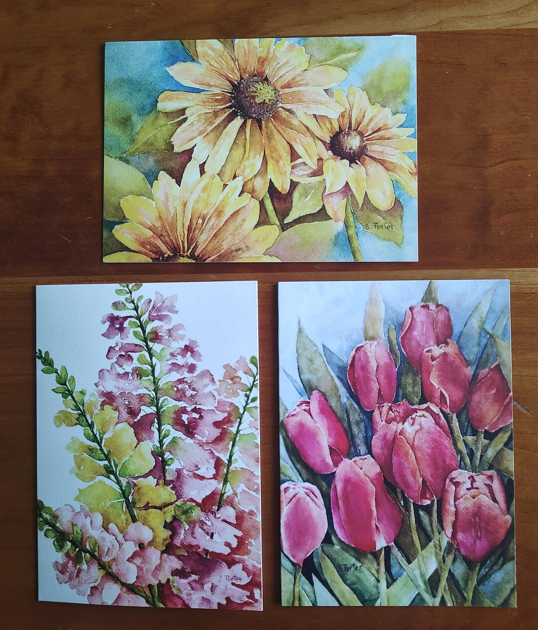 Watercolor Flower Notecards Set: Assorted Floral Art Prints. Tulips ...