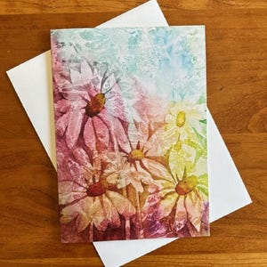 Blumen Grußkarte - Gänseblümchen Aquarell - Grußkarte für alle Anlässe - Rahmenbare Kunst-ca. 5 "by 7" - Blanko-Schreibwaren-Geburtstagskarte-Mutter-Tageskarte.