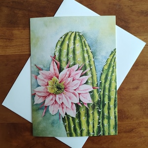 Cartão comemorativo-cacto-aquarela-arte do sudoeste-cartão em branco para todas as ocasiões-emoldurável-aprox. 5" por 7"-cartão de aniversário-cartão de dia das mães.