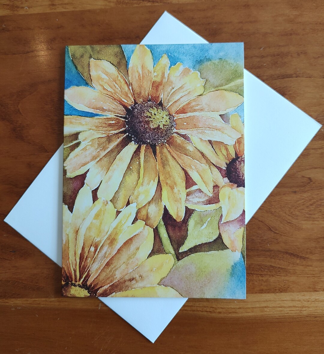 Sunflowers Greeting Card-watercolor-blank-all Occasion Notecard ...