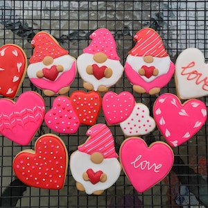Sugar Cookies Heart Cookies Gnome Cookies Valentines Cookies Sets 1 DOZEN