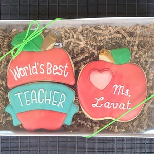 World&#39;s Best Apple Teacher Cookies - Gift Box - Back to School & Meet the Teacher Appreciation