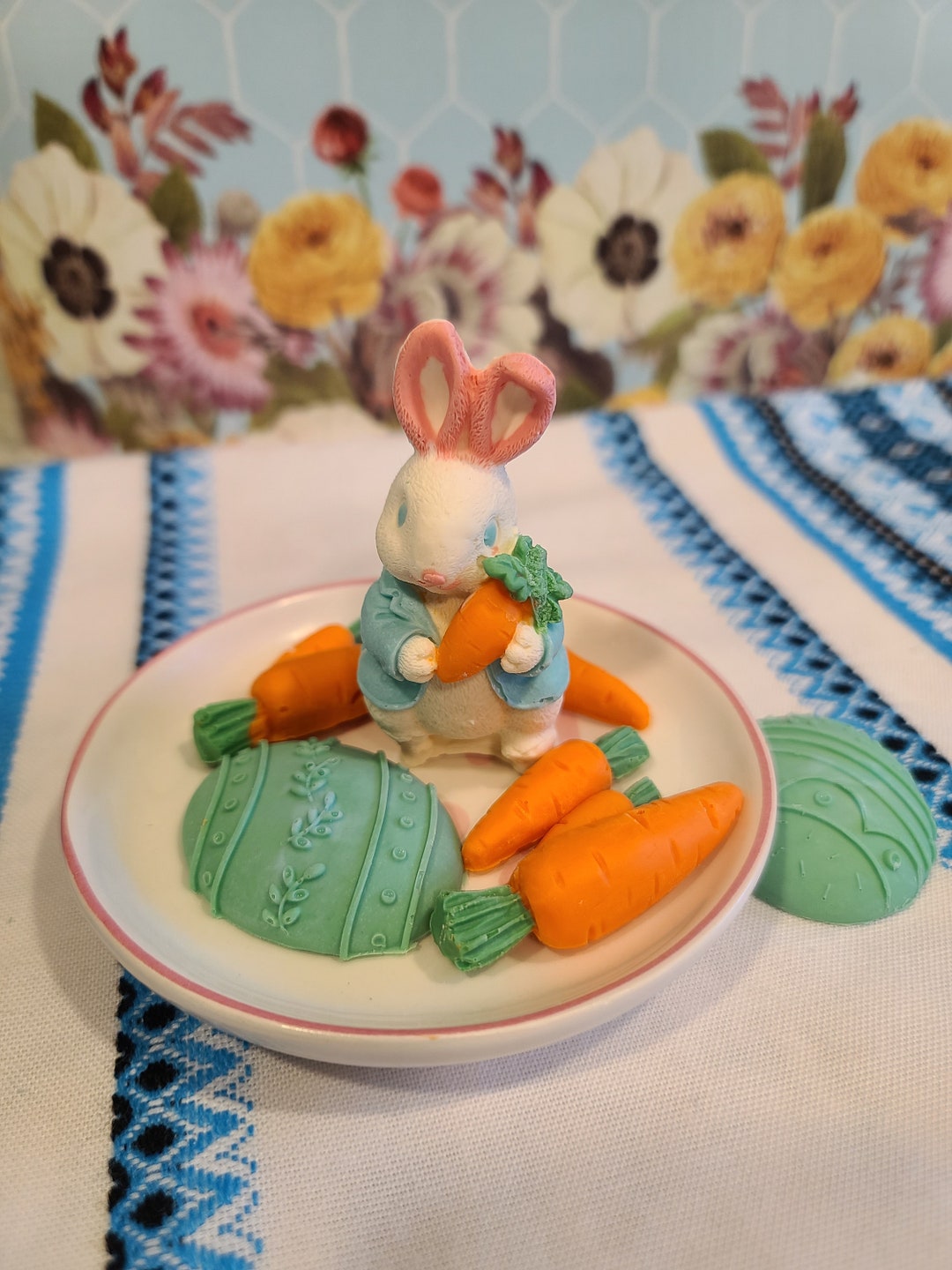 Chocolate Bunny and Veggies Chocolate Figure Birthday Cake Toper Carrot ...