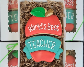 Teacher Appreciation Cookies Gift Box, Handmade Apple Sugar Cookies