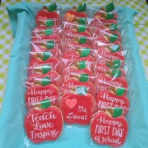 Back to School Cookies – Apple Teacher Cookies / Set of 3 / First Day of School Teacher Gifts