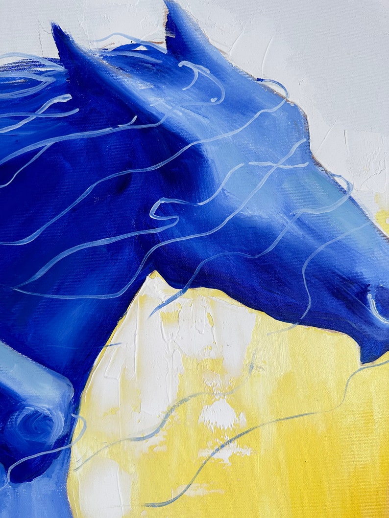 Blue Horse Painting - Unique Painting on Canvas - Wall Art for Dining ...