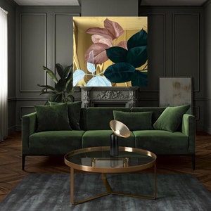 50 Year Anniversary Gift for Couple - Leaf Painting on Gold Metal