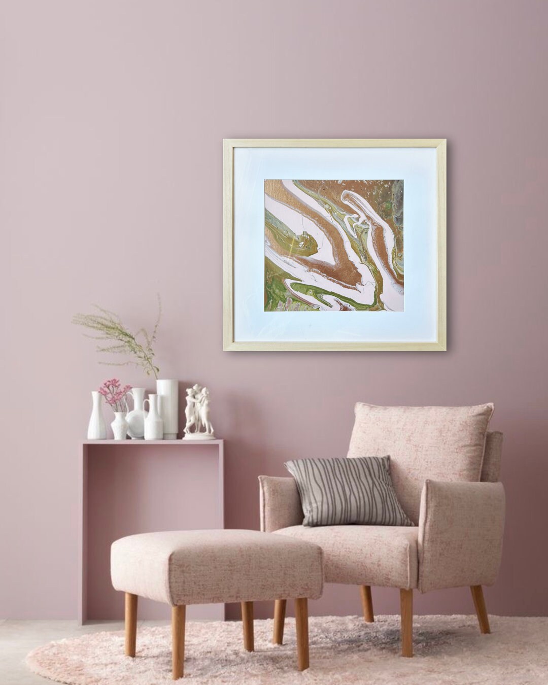Pink and Gold Abstract Painting - Modern Acrylic Painting on Canvas ...