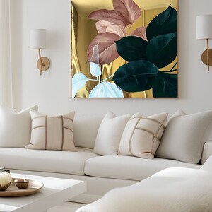 50 Year Anniversary Gift for Couple - Leaf Painting on Gold Metal