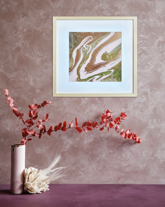 Tableau Déco Murale Toile Texture Rose Marbré 60x40 Cm - Prêt à Accrocher, Châssis Bois 2 Cm, Salon Chambre - 11