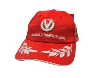 NWT Michael Schumacher Ferrari F1 World Champion 2000 Vintage Formula One Grand Prix Motorsports Strapback Hat Cap Deadstock New With Tags