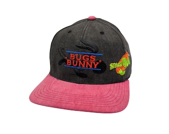 NWT Vintage Space Jam Bugs Bunny Looney Tunes Basket Cartoon Movie Strapback Hat Cappello da baseball