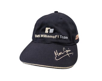 NWT Rare BMW Williams F1 Team - Marc Gené - Signature Formula One Grand Prix Motorsports Vintage Strapback Hat Deadstock New With Tags