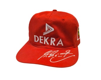 NWT Michael Schumacher Ferrari Dekra Signature Vintage Formula One Grand Prix Motorsports Strapback Hat Cap Deadstock New With Tags