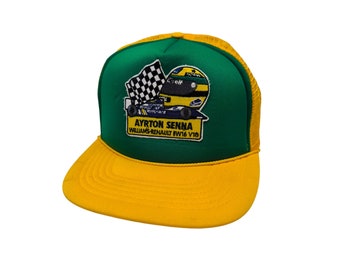 Ayrton Senna Williams Renault Formula One F1 Grand Prix Motorsports Vintage Trucker Snapback Hat Cap