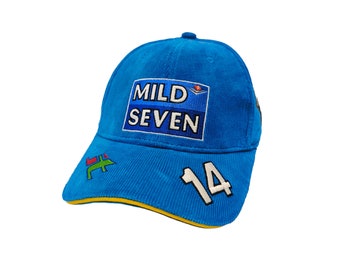 NWT Renault F1 Team Jarno Trulli Mild Seven Formula One Grand Prix Motorsports Zeldzaam ingerichte Corduroy Hat Cap Deadstock Nieuw met tags