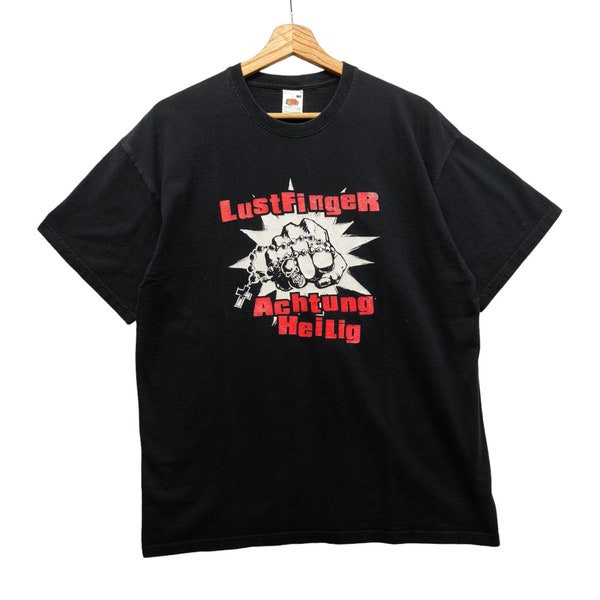 Lustfinger Achtung Heilig 2006 German Punk Band T Shirt Y2K Vintage Graphic Tee Size L