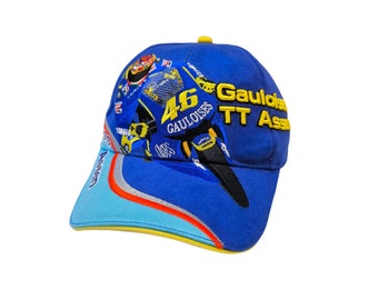 Rare Valentino Rossi The Doctor Gauloises TT Assen MotoGP Yamaha Motorsports Racing Vintage Strapback Cap Hat