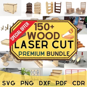 Laser Cut Files Bundle Premium , Laser Cut Wood Bundle, Easel, Box, Display, Earring Stands, 150+ Wood Laser Cut  Files