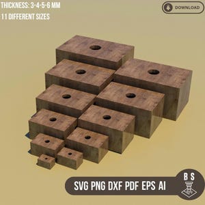 Fichiers découpés au laser avec couvercle, 11 tailles, Svg, Png, Dxf, Pdf, Ai, Eps