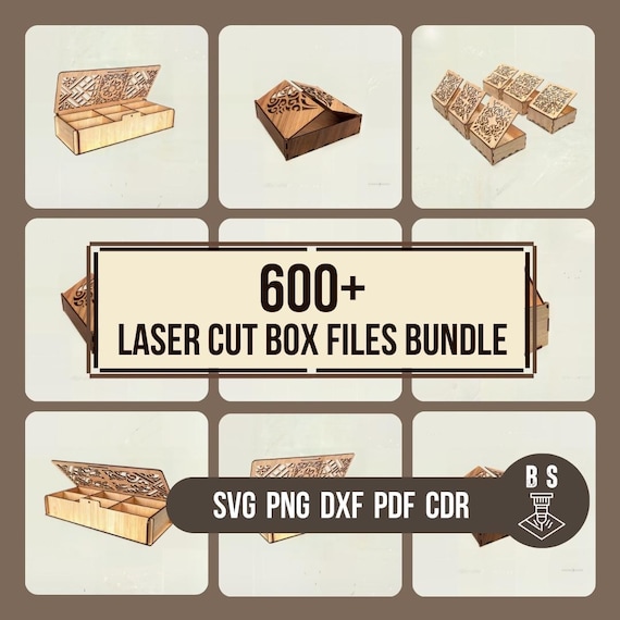 Laser Cut Files Box Bundle, 600+ Designs, Svg, Png, Dxf, Pdf, Cdr