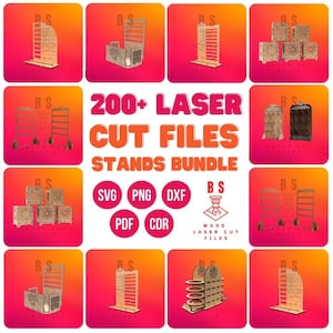 Pacchetto di file tagliati al laser, oltre 200 modelli, SVG, PNG, DXF, PDF, CDR