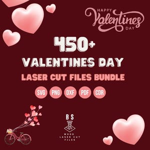 Pacchetto di file tagliati al laser per San Valentino, oltre 450 design, file SVG, DXF, PDF, CDR per legno