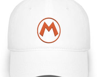 Retro gamer M-logo Mario Hat geborduurde gaming baseballcap klassieke platformer op videogame geïnspireerde hoed vintage gamer cadeau voor gamers
